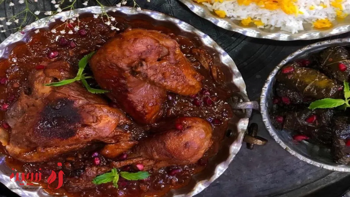 طرز تهیه مرغ اناری شب یلدا ۱۴۰۴ | دستور پخت مرغ ناردون مجلسی