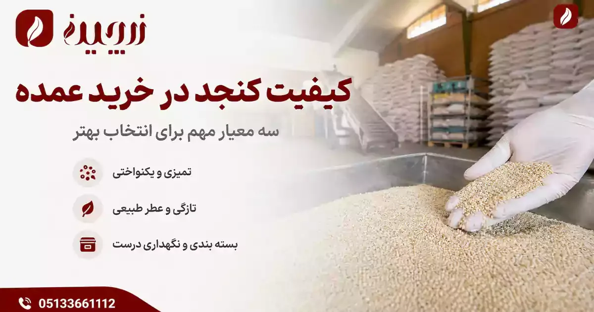 کنترل کیفیت کنجد عمده در انبار زرچین با بررسی تمیزی، تازگی، یکنواختی و شرایط نگهداری