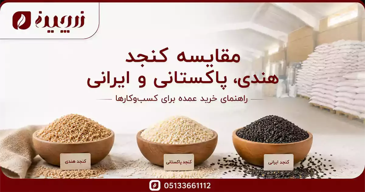 مقایسه سه نوع کنجد هندی، پاکستانی و ایرانی در کنار هم برای خرید عمده