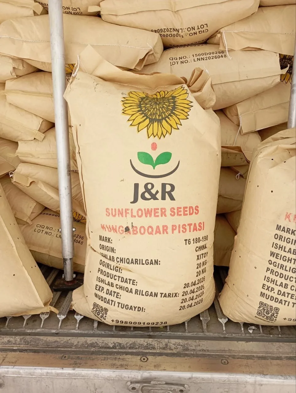 تخمه آفتابگردان خام چینی J&R